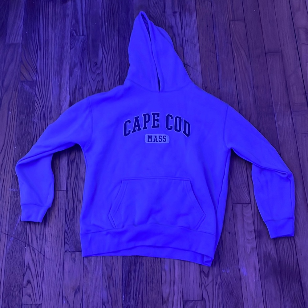 Blue ish grey, hooded sweatshirt, kids size large